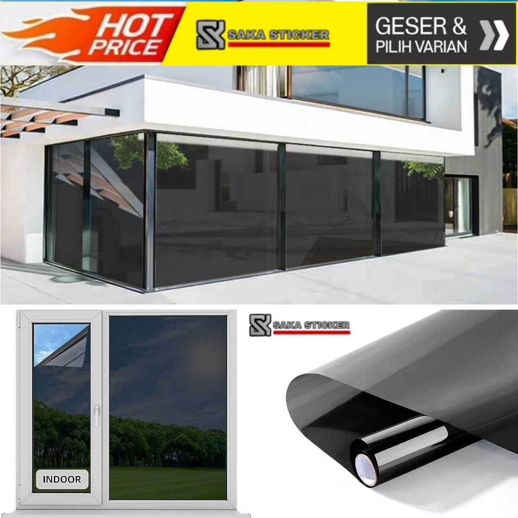 Kaca Film Jendela Anti Panas One Way Hitam Riben