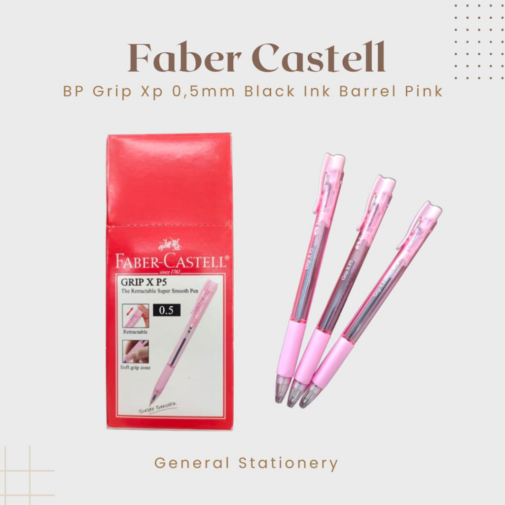 

Faber Castell Bp Grip XP 0,5mm Black Ink Barrel Pink / Pulpen Faber Castell Grip XP 0,5mm Barrel Pink / Pcs
