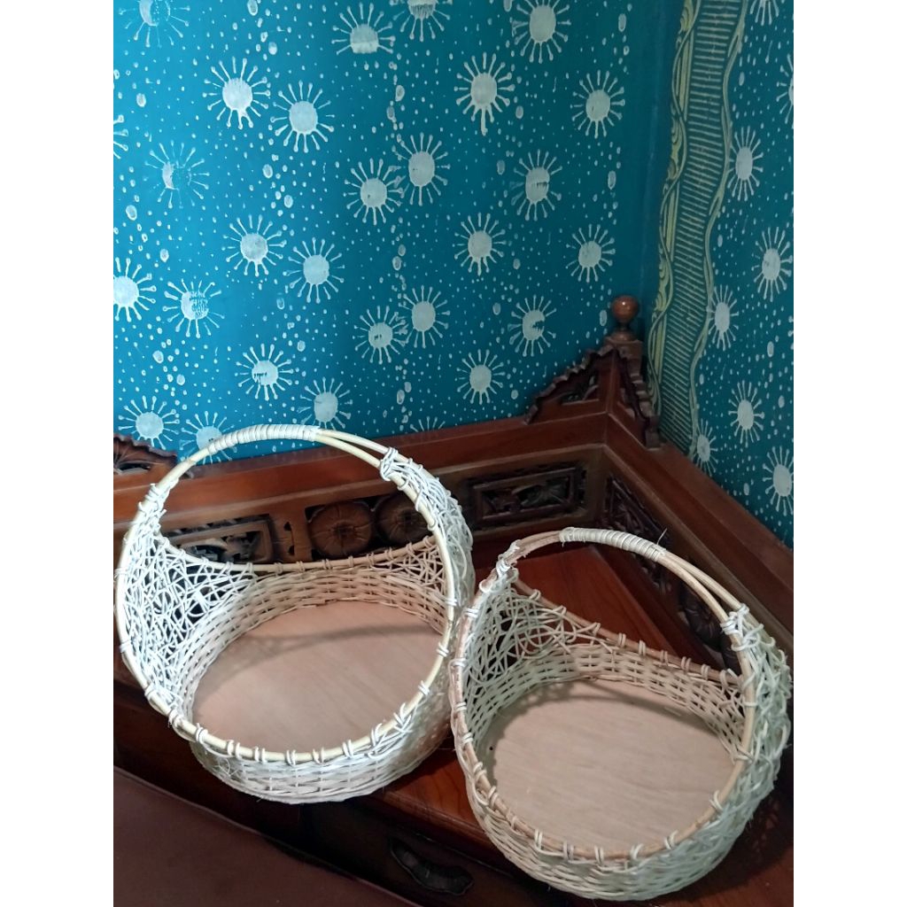 keranjang hantaran parsel rotan cincin seserahan pernikahan 1 set isi 2 keranjang rotan cincin keran
