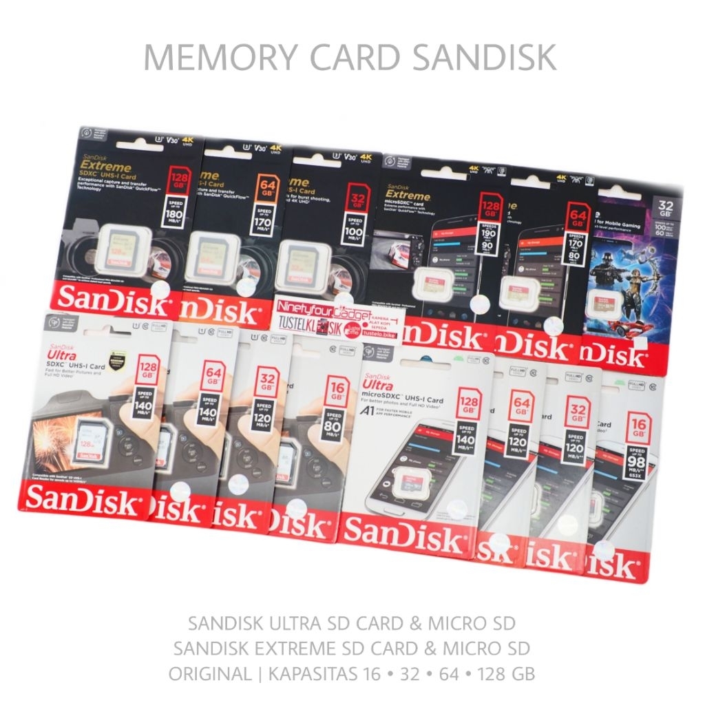 Memory Card Sandisk SD Card Sandisk Ultra Sandisk Extreme 16GB 32GB 64GB 128GB Micro SD