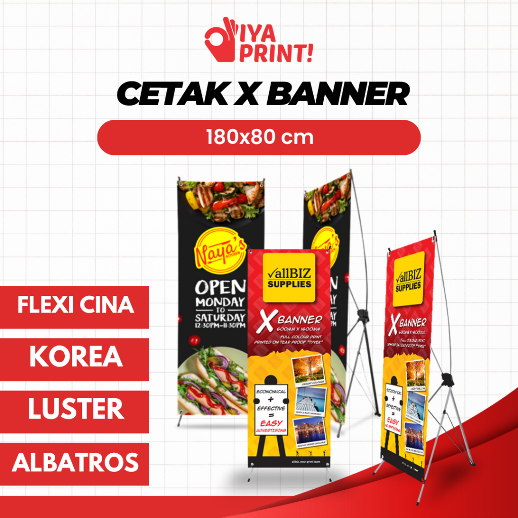 Cetak X Banner Murah | Print X Banner 80 x 180 | X Banner Custom | X Banner + Tiang Termurah