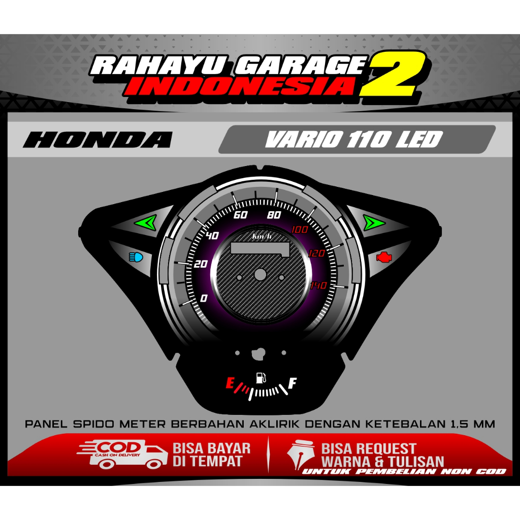 papan speedometer custom honda vario 110 led panel spidometer custom honda vario 110 led