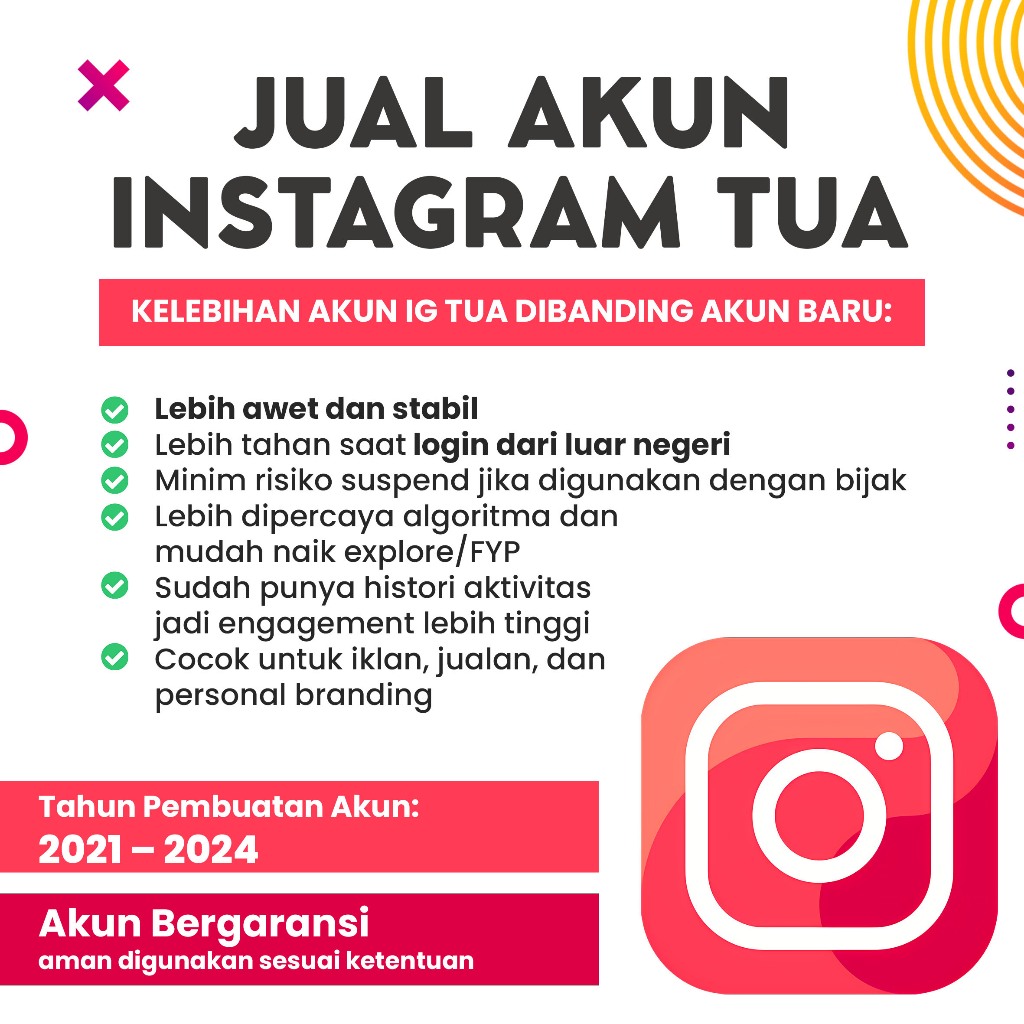 Jual akun instagram tua berfollowers 500 - 5k bergaransi dan awet