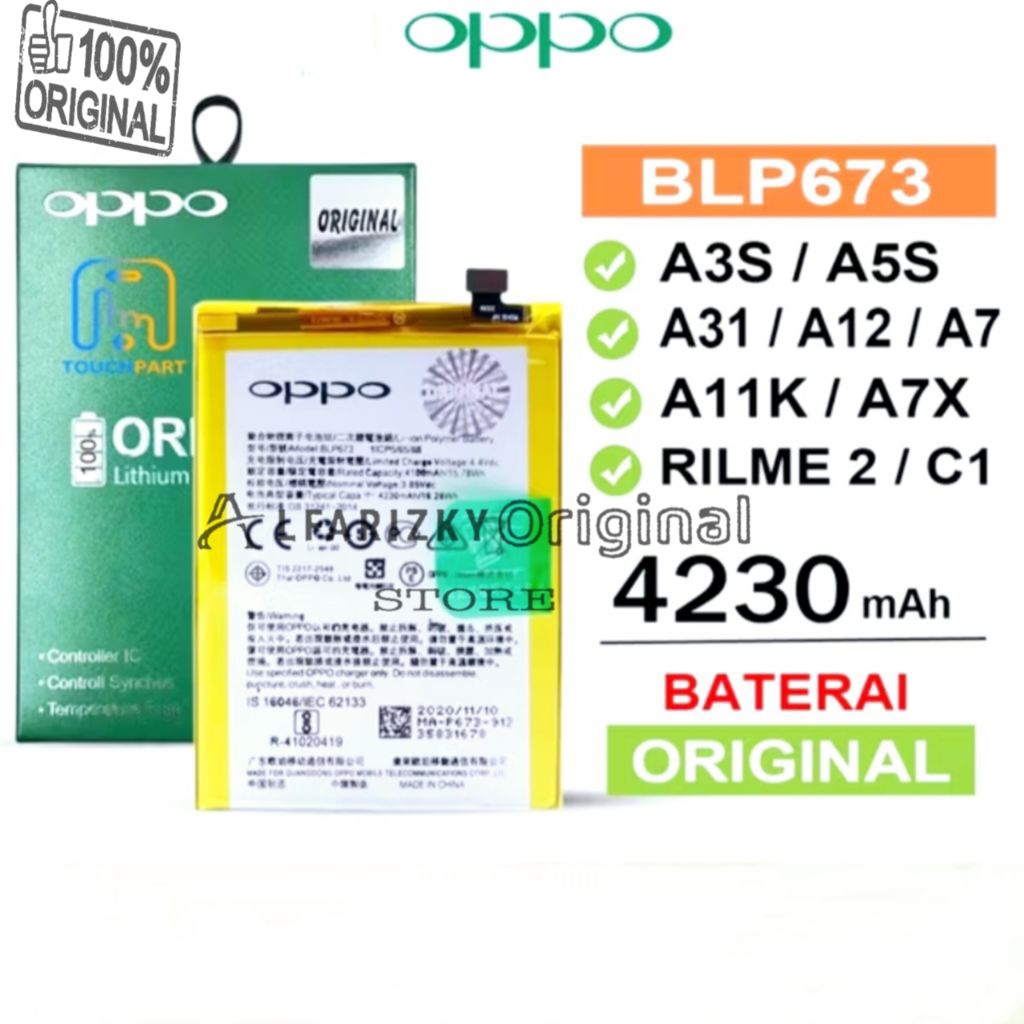 Original 100% Oppo A31 CPH2015 | A12 CPH2083 Baterai Batre BLP673 Battery Oppo Model Kode BLP-673 Ba