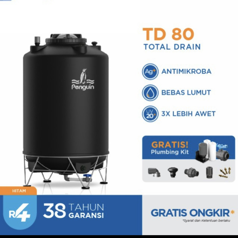 TOREN PENGUIN TD80 + KAKI HITAM UKURAN 800 LITER