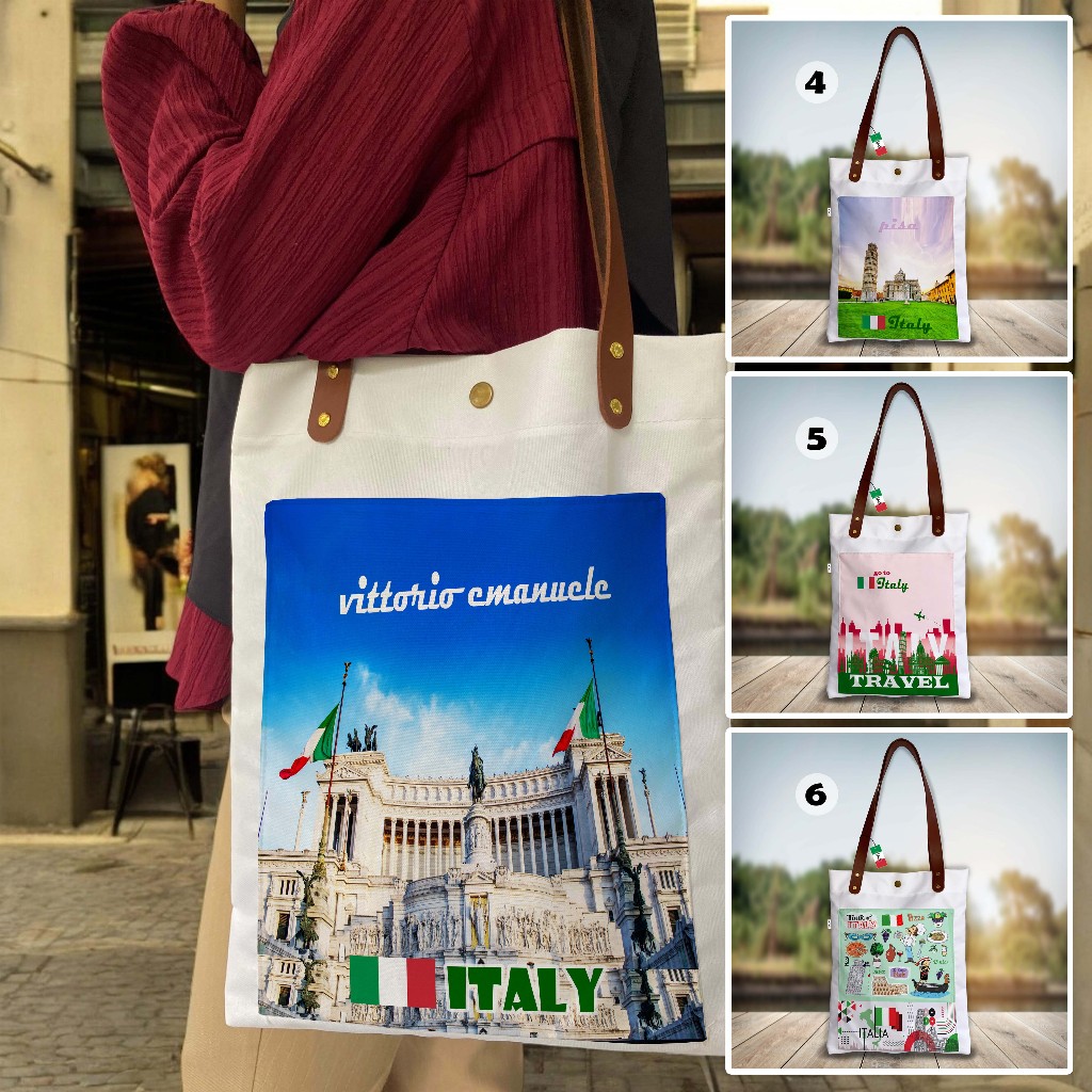 TOTE BAG SOUVENIR ITALY, TOTE BAG CANVAS 010