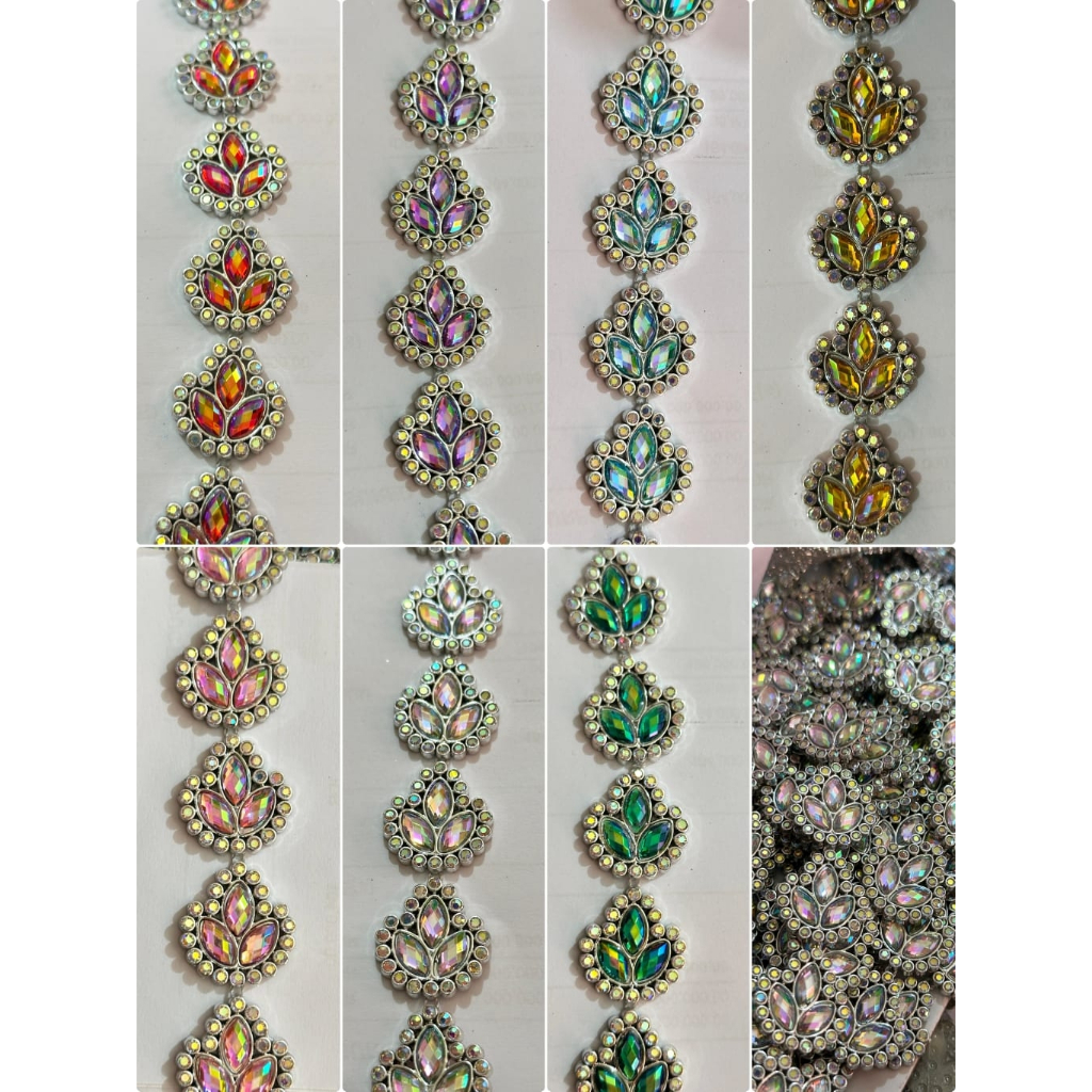 [PER PAPAN] Aplikasi Payet Meteran Hiasan Pinggang Baju Tipe TULIP / Aplikasi Fantasi Renteng Akseso