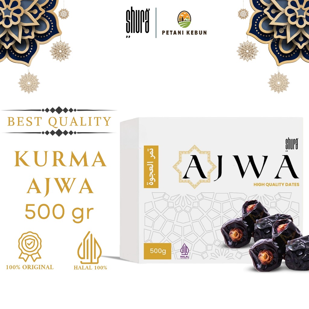 

Shura Kurma Ajwa 500gr Kurma Nabi Premium Original High Quality Kemasan Box