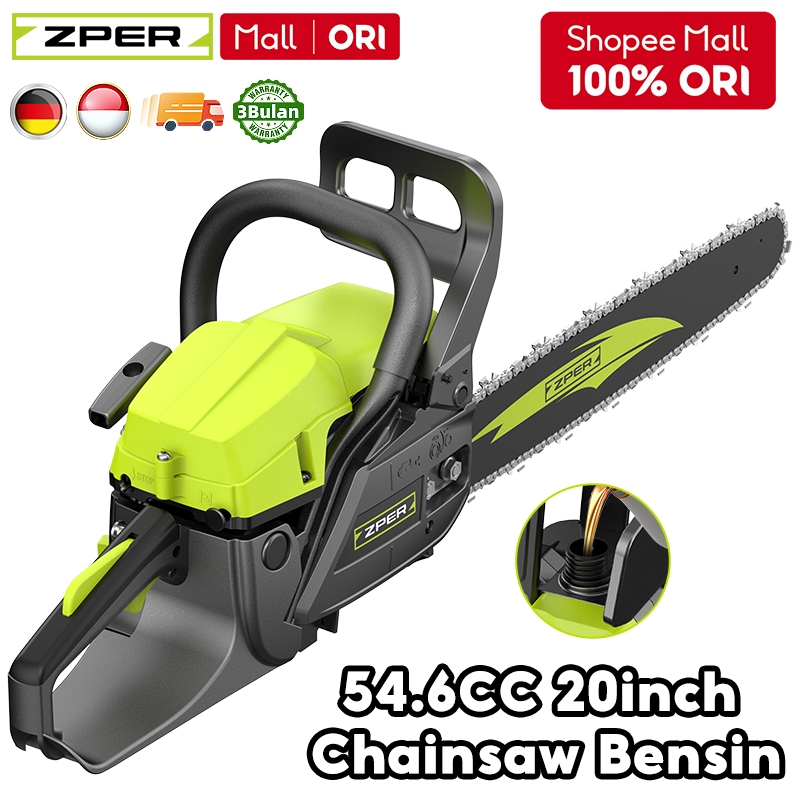 ZPER 54.6CC 20inch Chainsaw Bensin 2Tak Mesin Potong Kayu Gergaji Kayu Besi