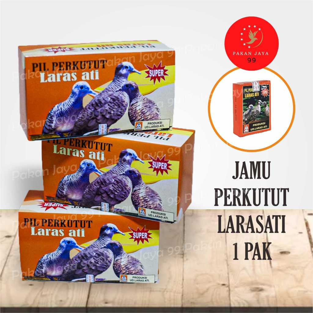 JAMU PERKUTUT LARASATI LARAS ATI 1 PAK 1 DUS 1 BOX ISI 20 PCS VITAMIN BURUNG PERKUTUT PUTER DERKUKU