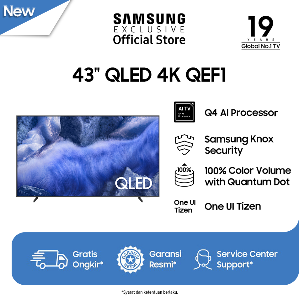 [Online Exclusive] Samsung Smart TV 43" QLED 4K QEF1 | Q4 AI Processor | Samsung Knox Security | QA4