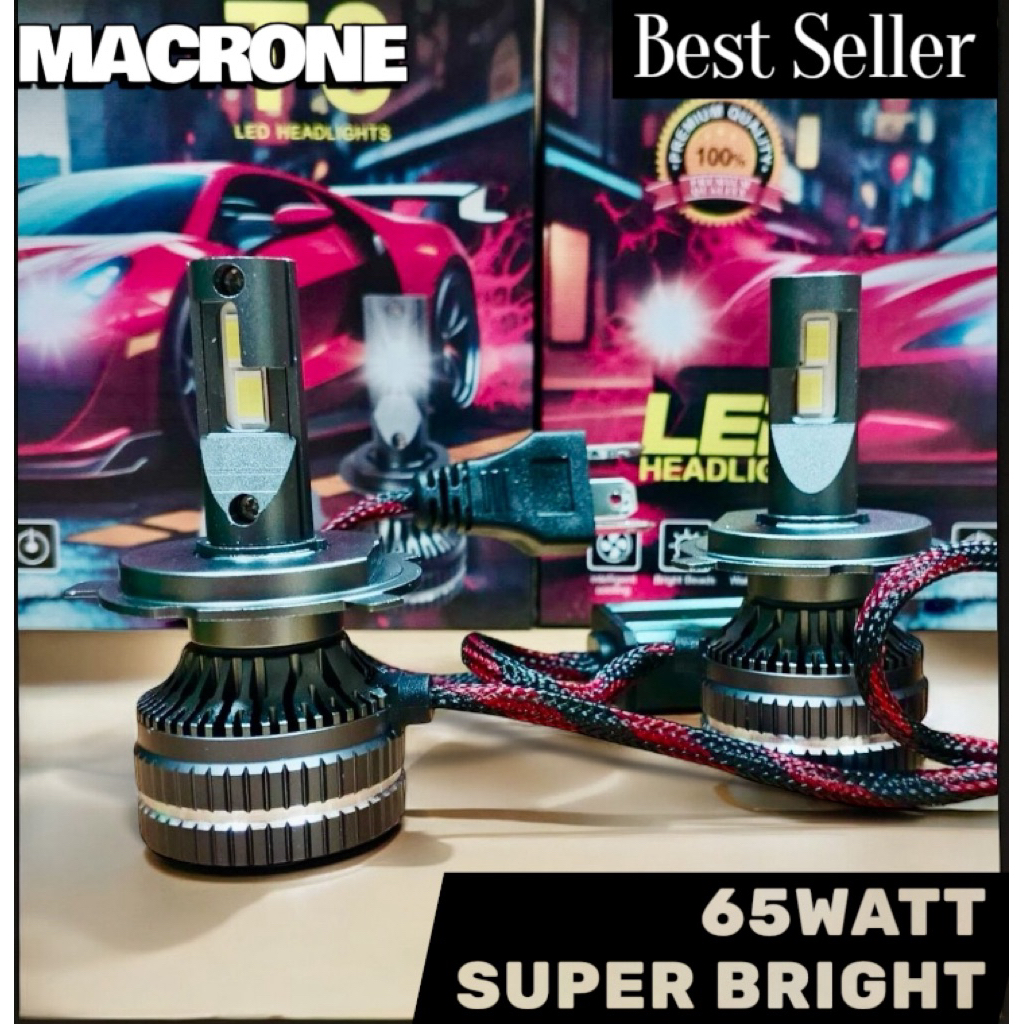 Lampu led mobil Yaris lama headlamp H4 Macrone T8 65W Super Terang Garansi 1tahun