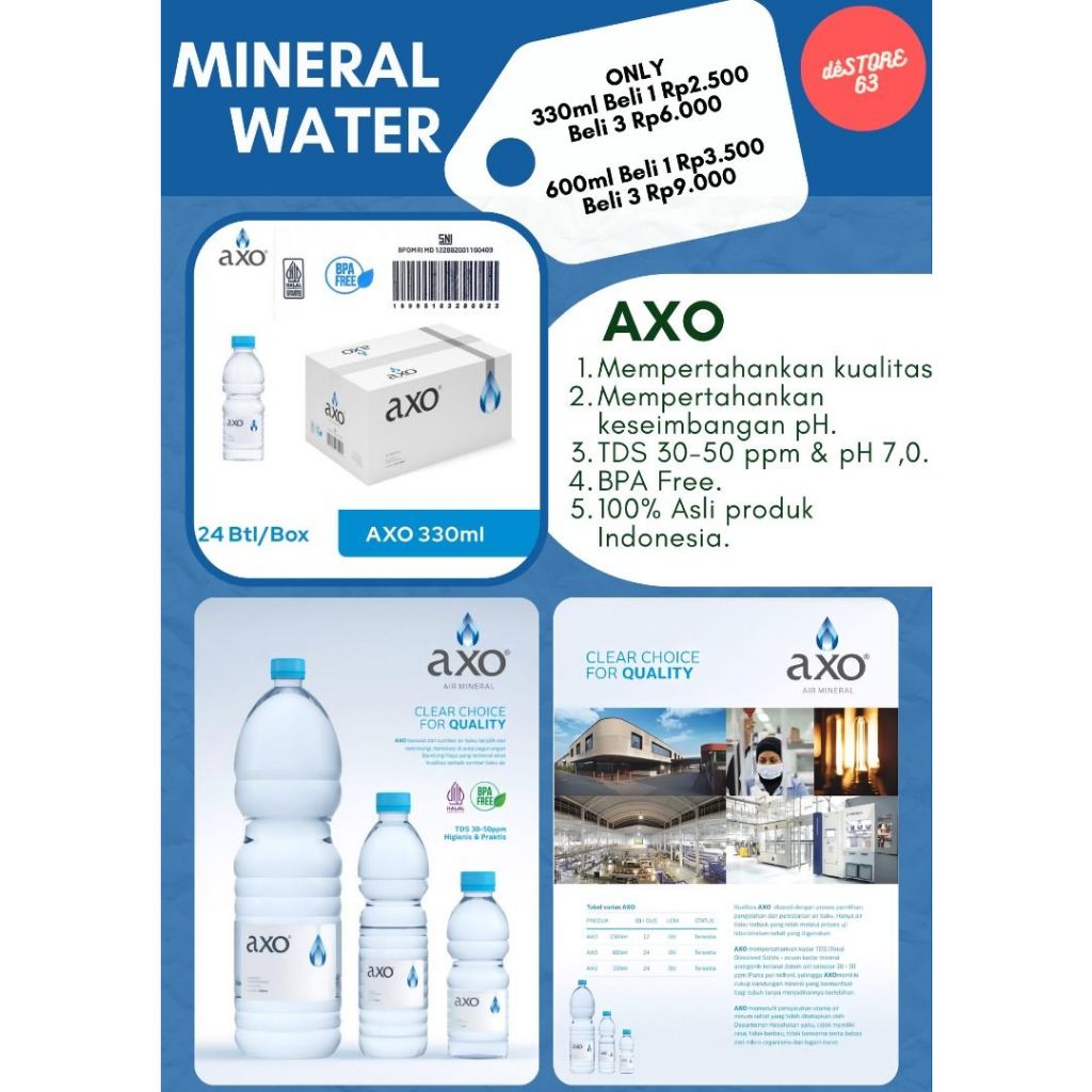 

[BARU] Air Mineral Satuan AXO 330ml