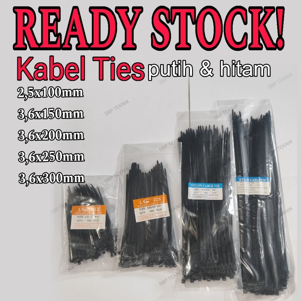 

Kabel Ties isi 100pcs Hitam Putih / Cable Tie Termurah Berkualitas