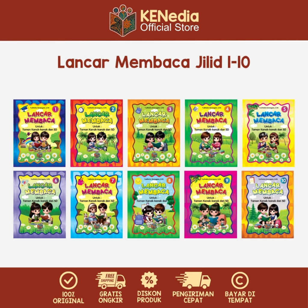 Buku Lancar Membaca Jilid 1-10 / Belajar Membaca Anak TK Paud