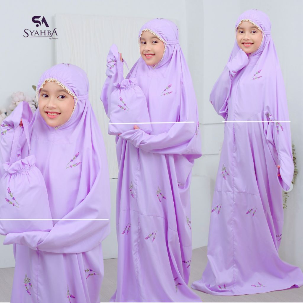 Mukena Terusan BUNGA LAVENDER Anak SD Remaja | Syahba