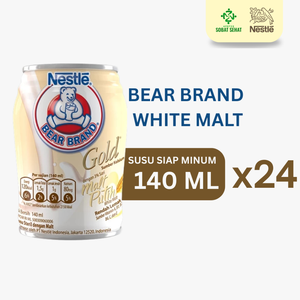 

[LEBIH HEMAT] @24 Kaleng Bear Brand Susu Kaleng Gold White Malt Susu Steril 140ml Siap Minum