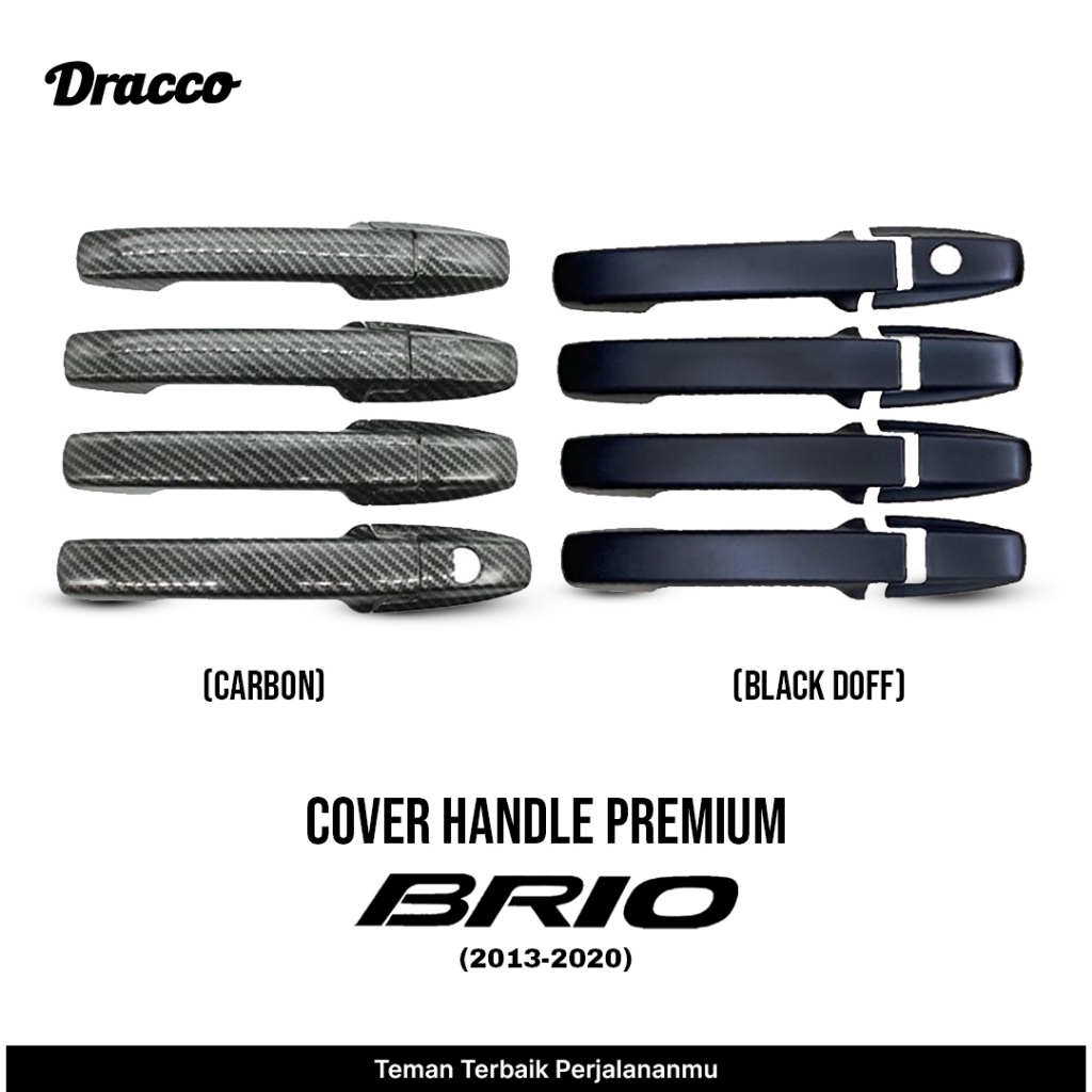 Cover Handle Premium Brio 2013-2020 Carbon & Black Doff Tutup Gagang Pintu Mobil Aksesoris Dracco
