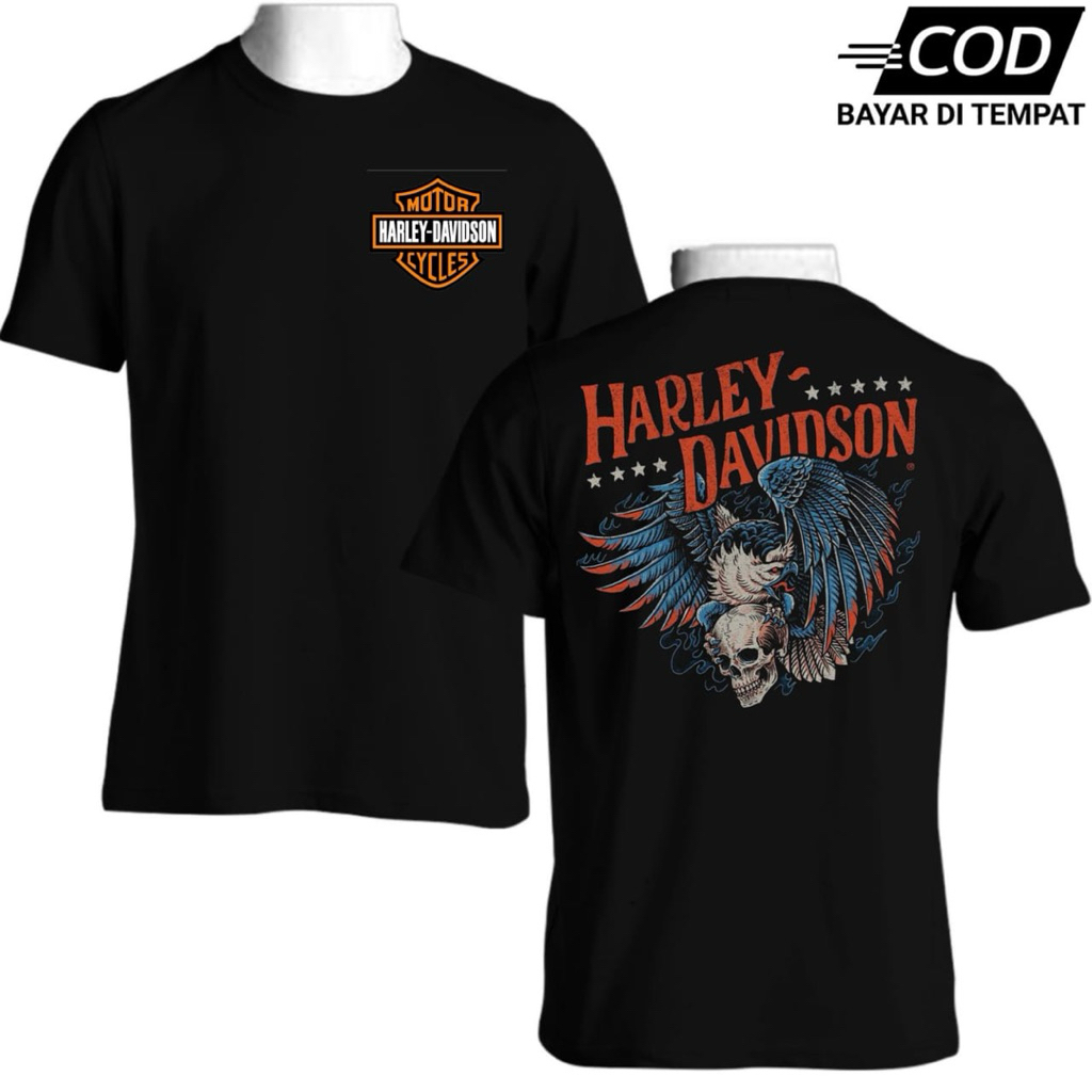 Kaos Harley davidson Kain Katun Combed 24s Kaos Motorcycle S-XXL