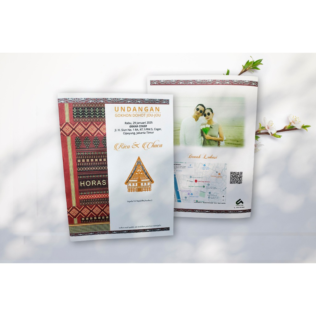 Undangan Pernikahan Tema Batak Rustic Desain Terbaru Jasmine Glitter Tebal Cepat Murah Unik Simpel E