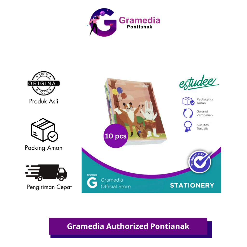 

GRAMEDIA PONTIANAK - Estudee I Kwarto 58 Animals Isi 10 - BUKU TULIS
