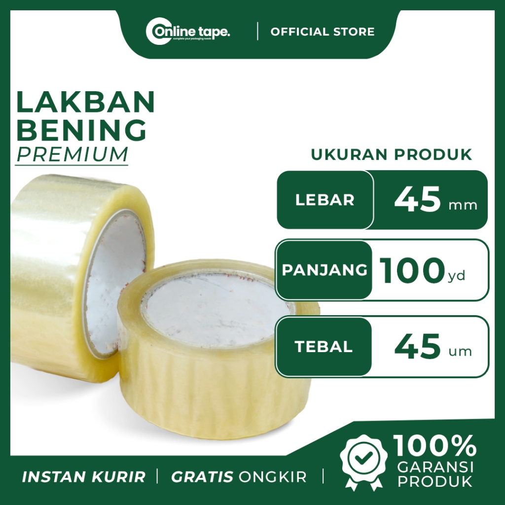 

1 Pcs Lakban Bening 45 MM X 100 Yard ECO Lakban isolasi Merek Online Tape Kualitas Daimaru Nachi