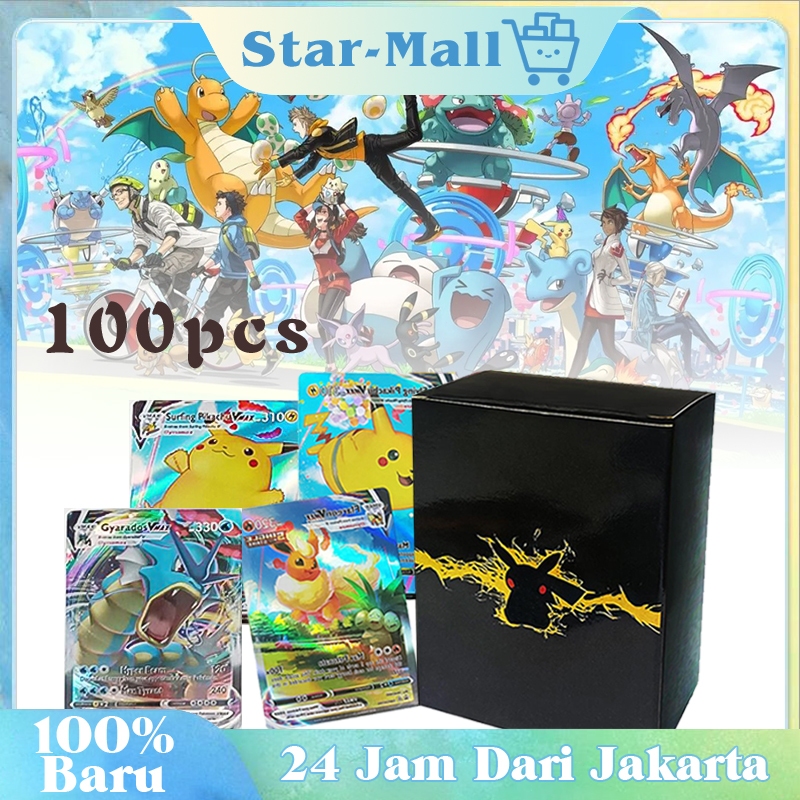 1 Pack100 Kartu Pokemon Buku Koleksi Kartu Pokemon