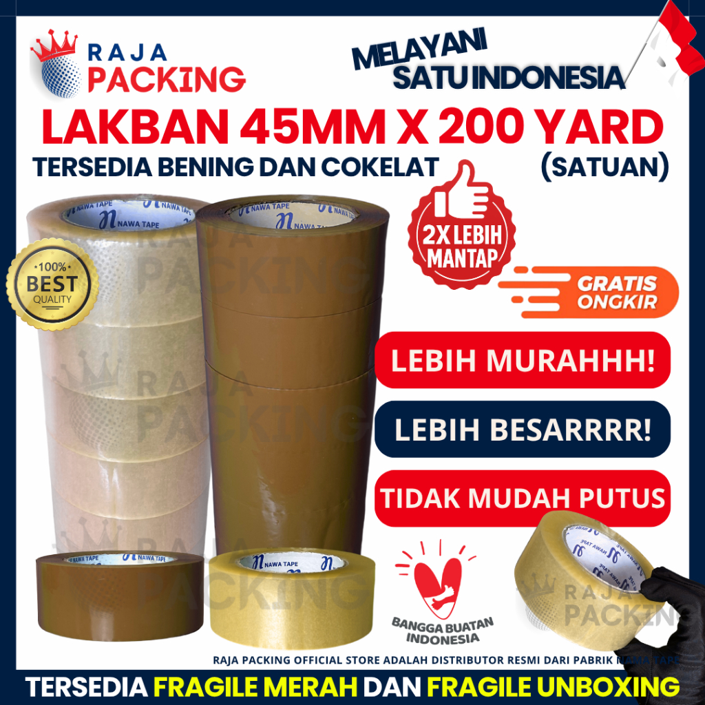 

Lakban Bening Cokelat 200 Yard x 45MM STAR TAPE TEBAL