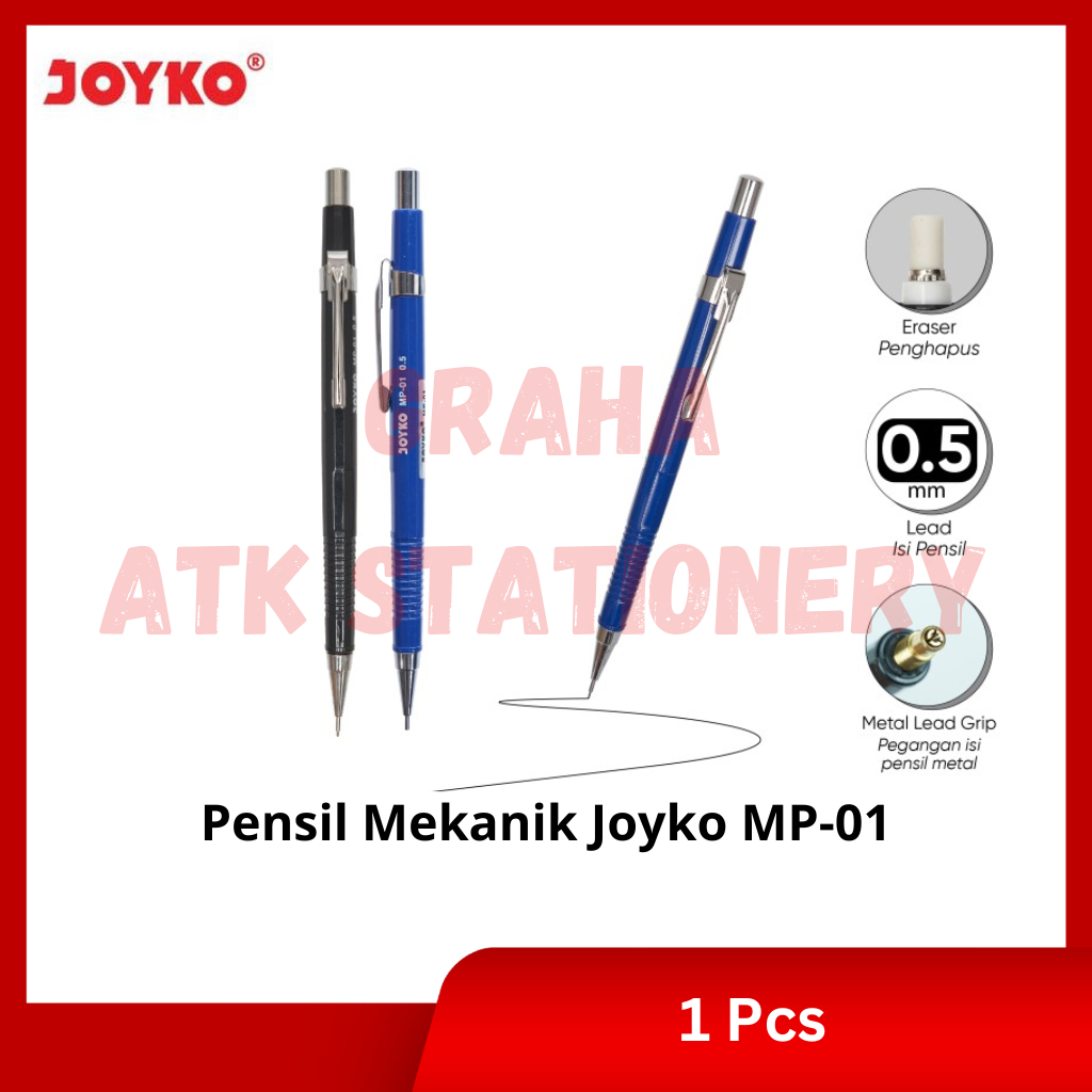 

[1 Pcs] Pensil Mekanik Joyko MP-01 / Mechanical Pencil 0.5mm Joyko MP-01