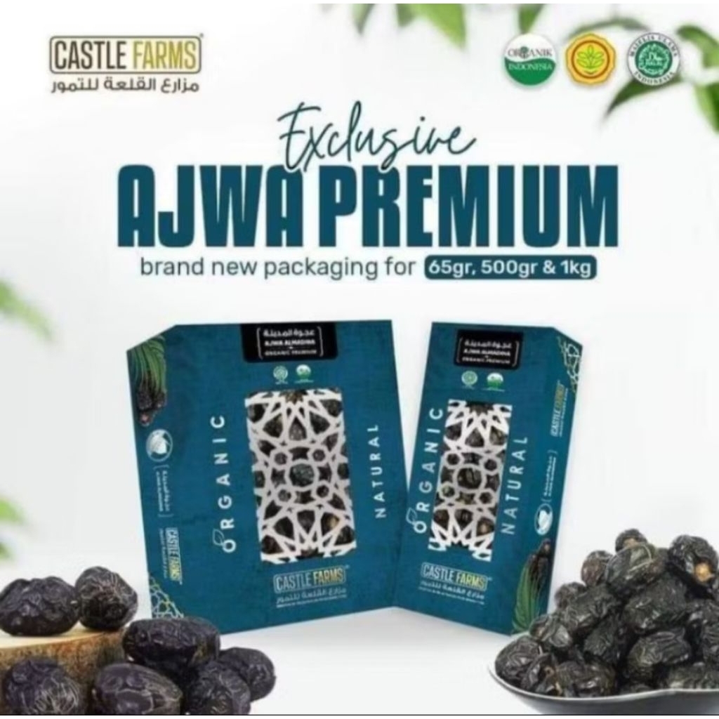

Ajwa Castle Farm Organik Premium 1kg | Kurma ajwa CastleFarm 500g Kurma Nabi
