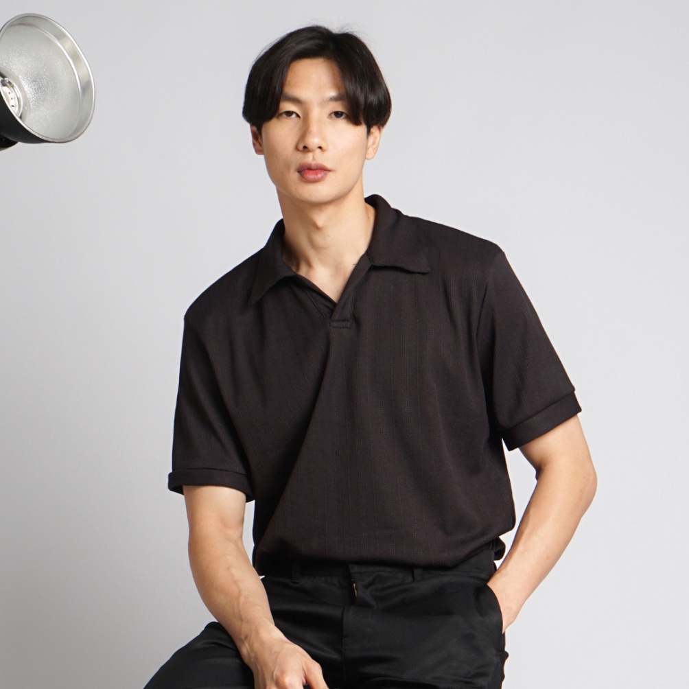 KODE J36N Nawla  Baju Atasan Pria Lengan Pendek Bahan Waffle kerah Polo Kaos Uniqlo  Kaos HM  Kaos Z