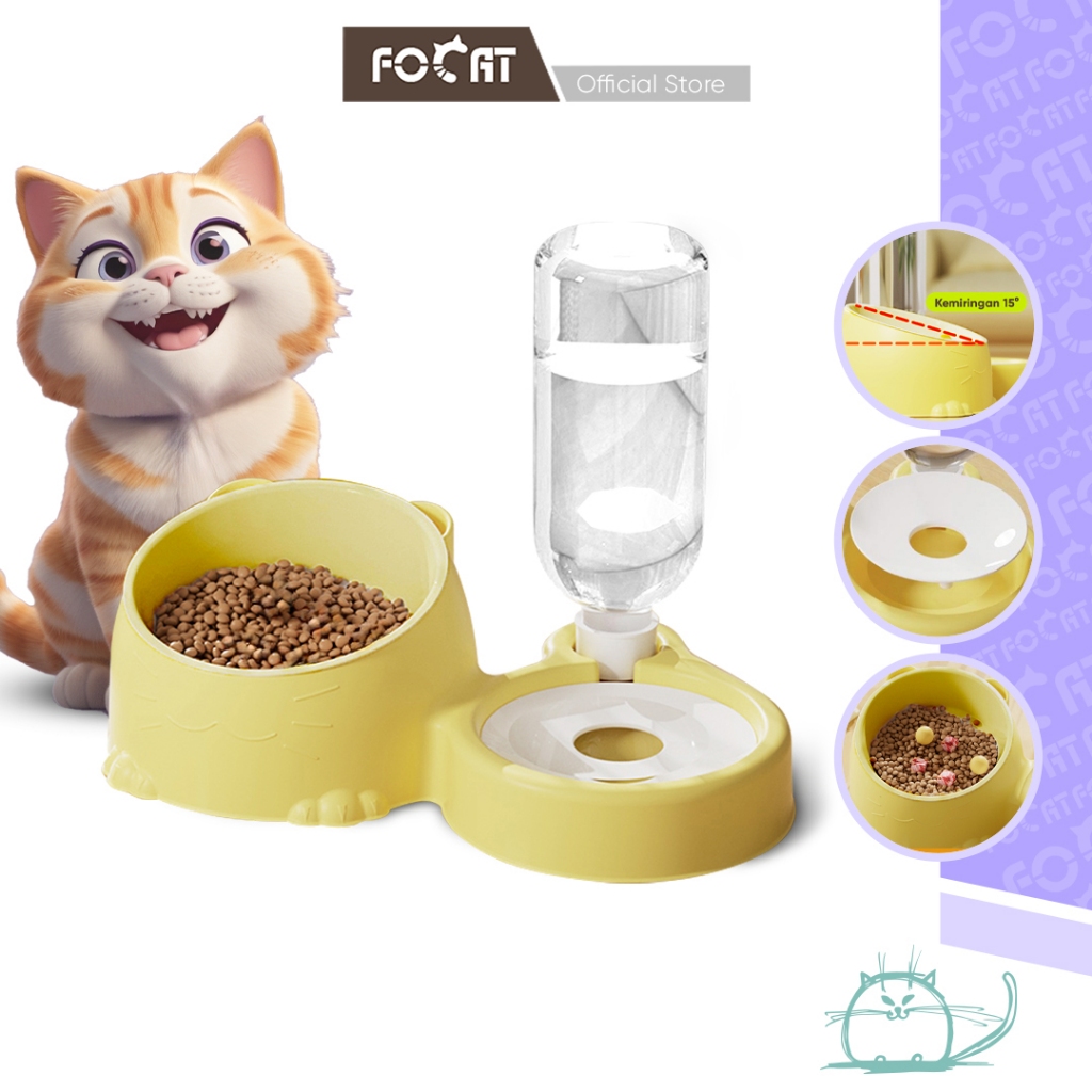FOCAT Tempat Makan & Minum Hewan Peliharaan M70 Pet Feeder 2IN1 Otomatis Kucing Anjing