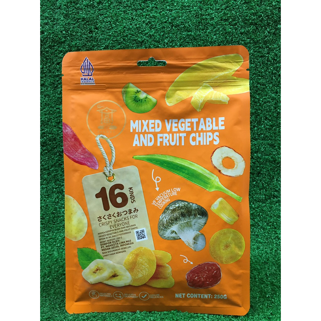 

Tianfu Mixed 16 Vegetable & Fruit Chips Crispy 16 Aneka Keripik Buah & Sayuran Cemilan 250gr Impor China HALAL