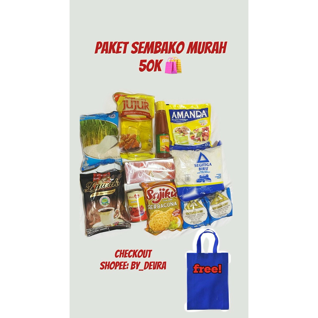 

Paket Sembako Murah Meriah Under 50k (Free Totebag)