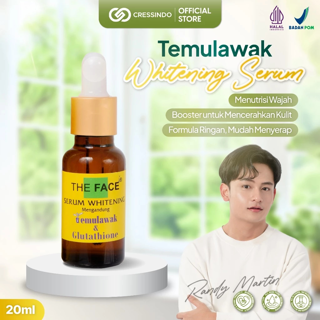 THE FACE Temulawak Whitening Serum with Glutathione 20ml - Serum Perawatan Kulit Wajah