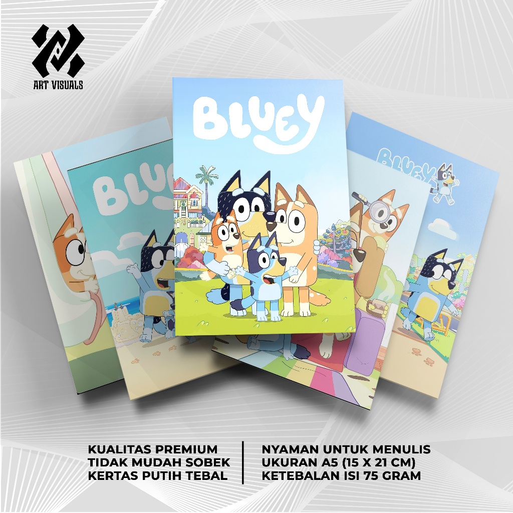 

Buku Tulis Custom Tema BLUEY Terlengkap Termurah Model Bebas Pilih Foto / Buku Tulis Sekolah / Buku Catatan