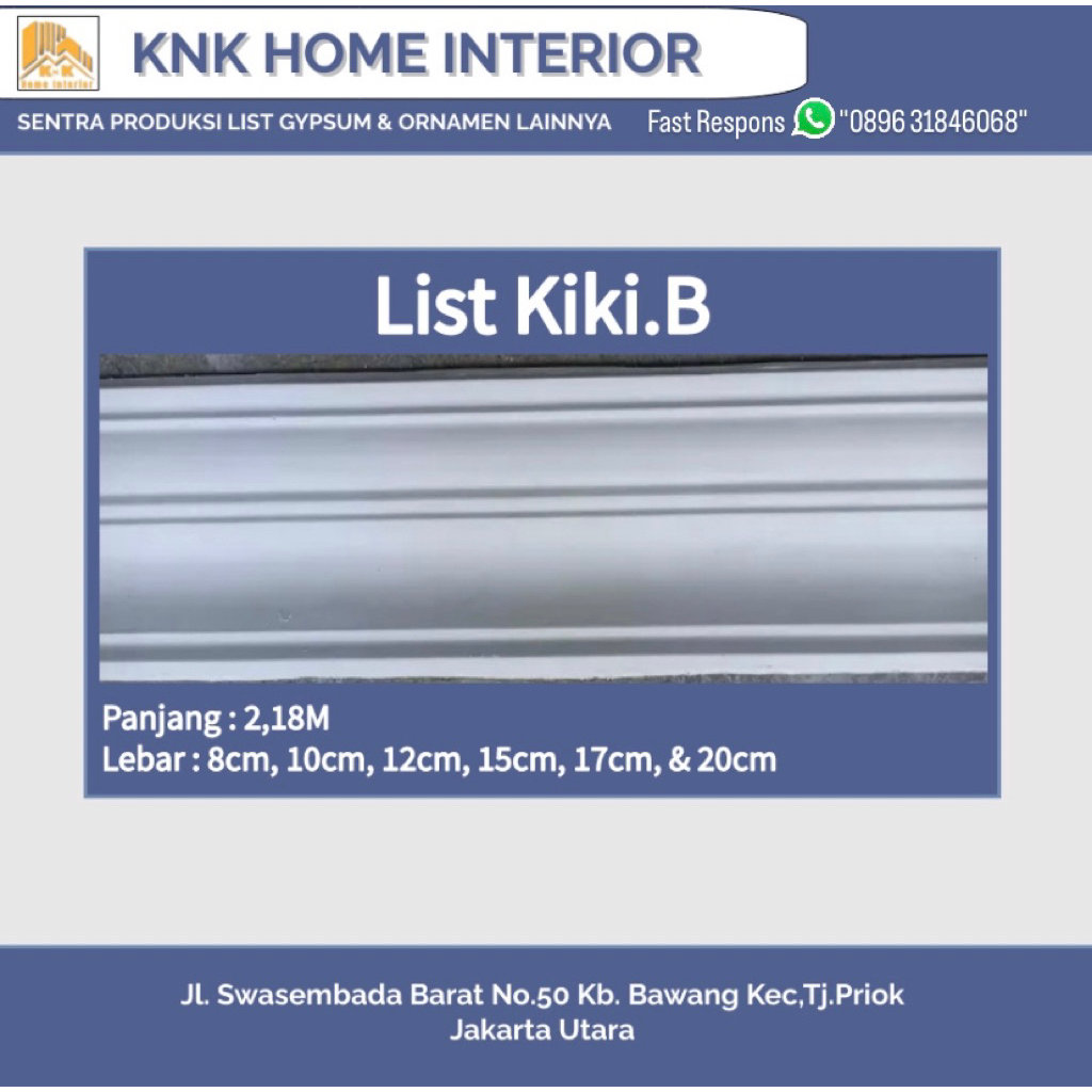 List Gypsum 8cm, 10cm, 12cm, 15cm, 17cm, & 20cm / Lis Gypsum Polos S KIKI .B / List Plafon Gypsum / 