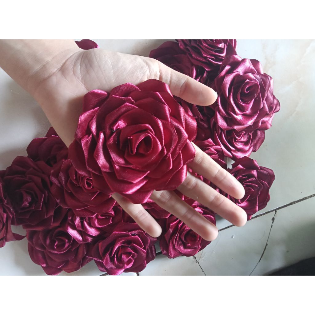 

super jumbo banyak kelopak bunga mawar pita satin 7cm