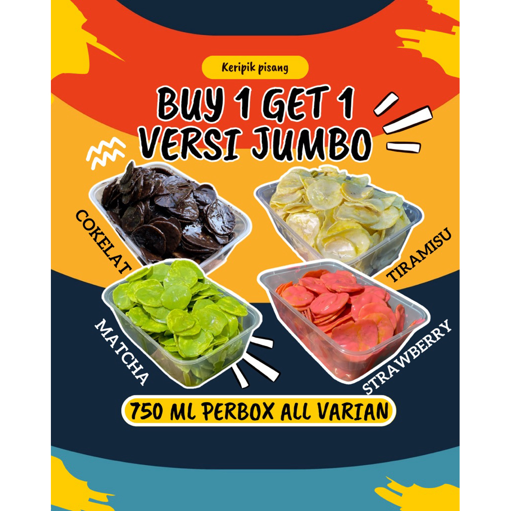 

BUY 1 GET 1 versi jumbo keripik pisang lumer 3 varian Cokelat | Matcha | Tiramisu | stroberi bisa cod