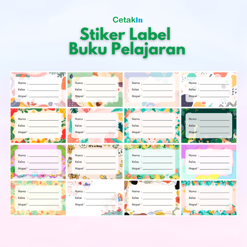 

Stiker Label Buku Pelajaran Sekolah ukuran 5 x 8 harga pcs minimal order 35 pcs