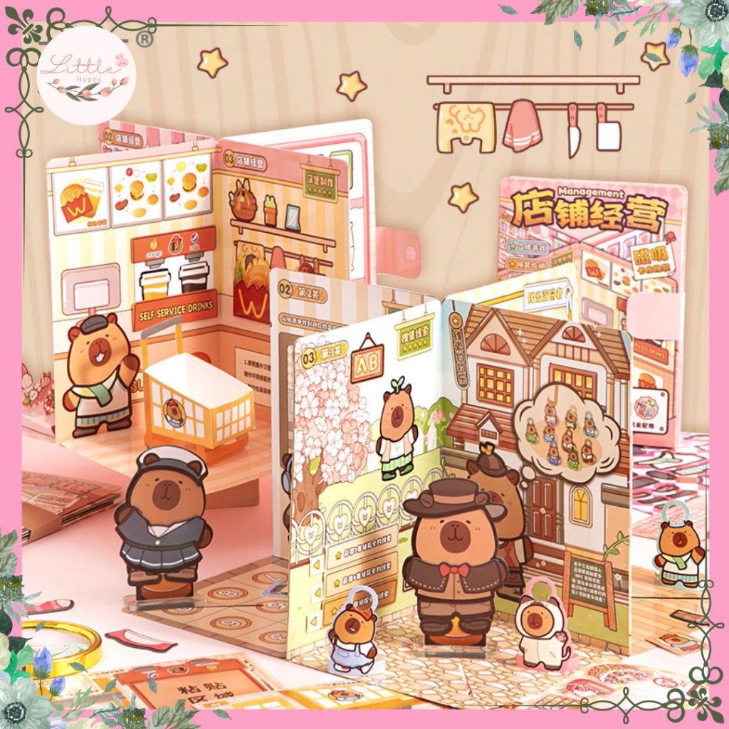 

FUN Book Quite Activity Book Magnet Dress Up DIY Sticker Capybara Creative Mainan Anak Lucu Games