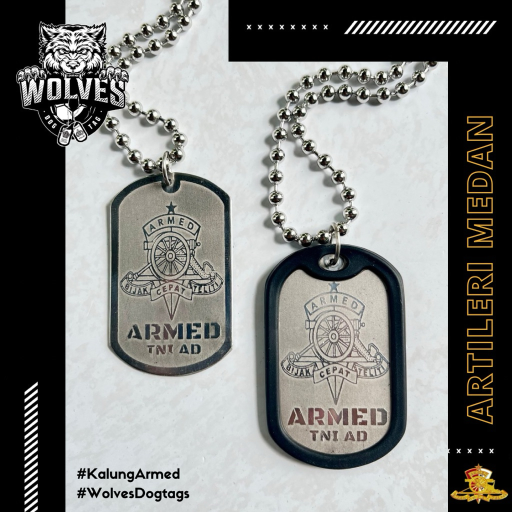 Kalung armed / dogtags armed / Kalung logo armed / Kalung artileri medan / aksesoris armed / kalung 