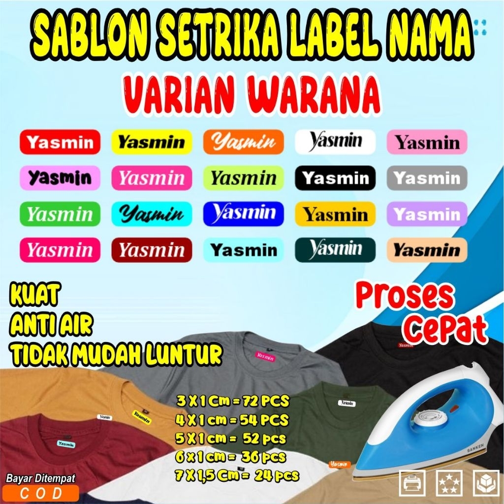 

Termurah sticker nama sablon setrika, stiker nama,stiker sablon kaos,stiker dtf