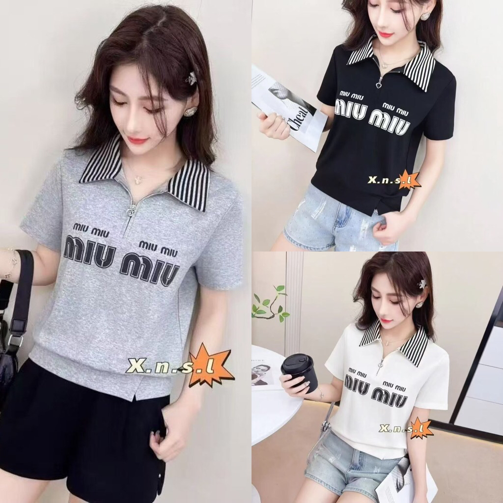 BILLENSHOP - KAOS KERAH ZIPPER WANITA IMPORT