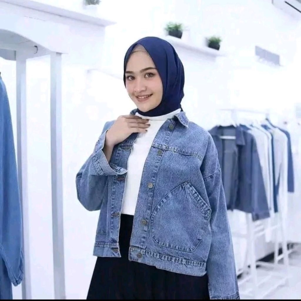 jaket jeans Reza Pablo wanita oversize outfit kekinian korean stylee