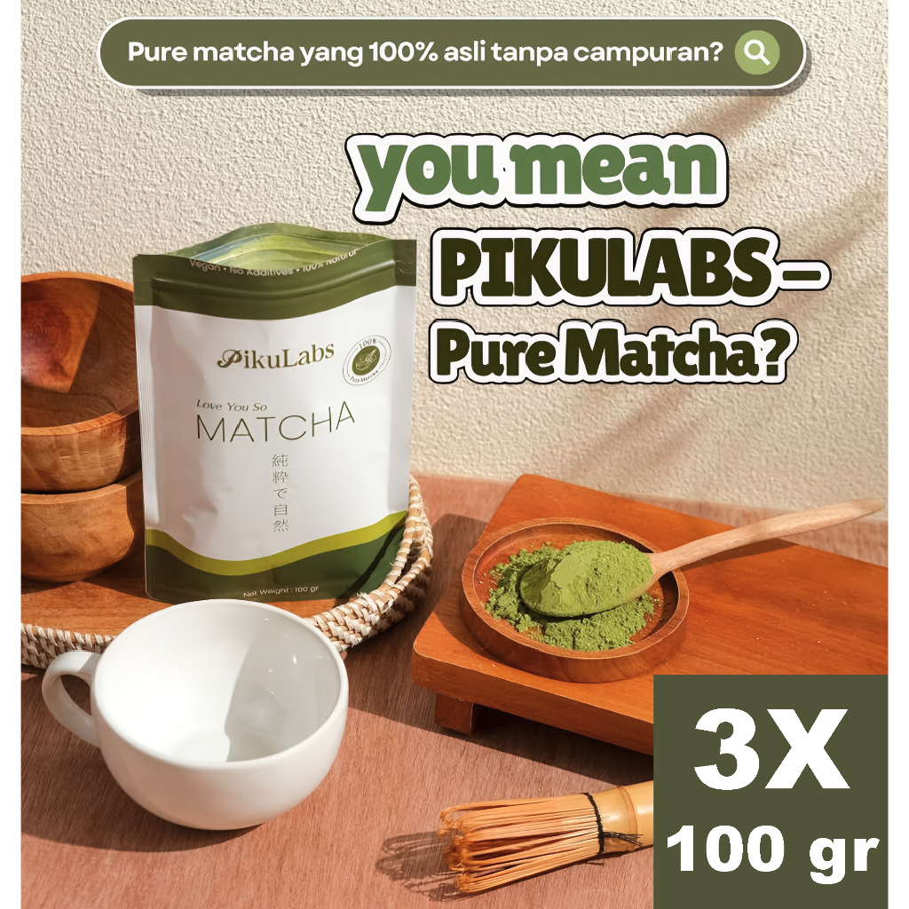 

Pikulabs Pure Matcha Powder Premium 100 gram Origin From Japan 100% Kemasan Triple Pack Isi 3 Pcs / Pikulabs Matcha Pure Powder Bubuk Matcha Asli 100% isi 100 gr / Pikulab Matcha Pure Powder / Piku Labs Pure Matcha Powder Akufit