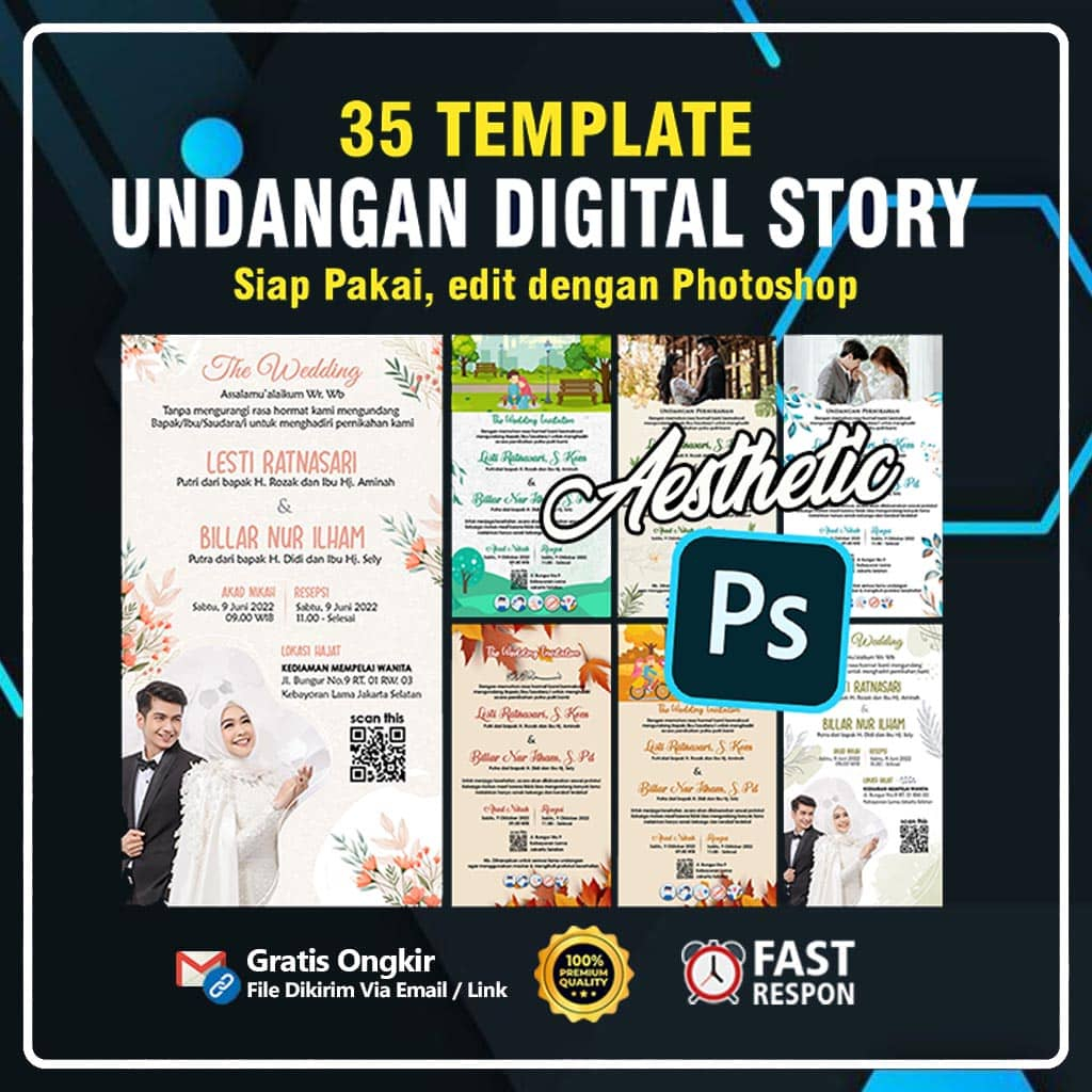 Template Story Undangan Digital Aesthetic Wedding Pernikahan PSD Photoshop