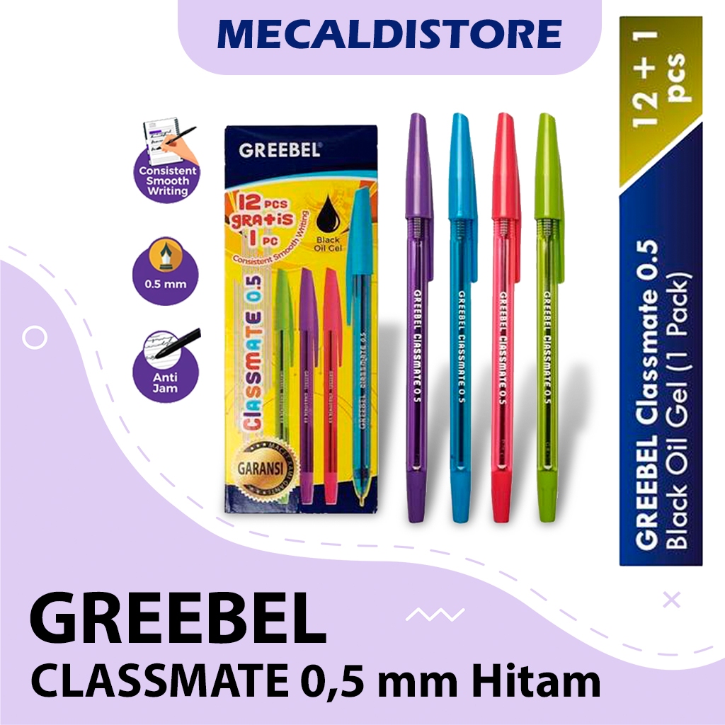 

GROSIR 1 PACK ISI 12 PCS PULPEN GREEBEL CLASSMATE 0,5mm HITAM TERLARIS
