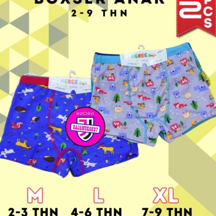 Berkualitas  2PCS CD anak cowok agree 6166  Cd Agree boxer Anak LakiLaki  Cd anak cowok agree