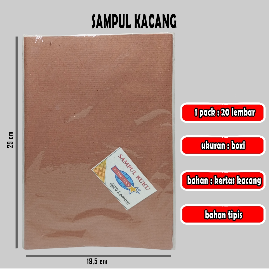 

sampul kacang / polos / ukuran boxi / isi 20 lembar